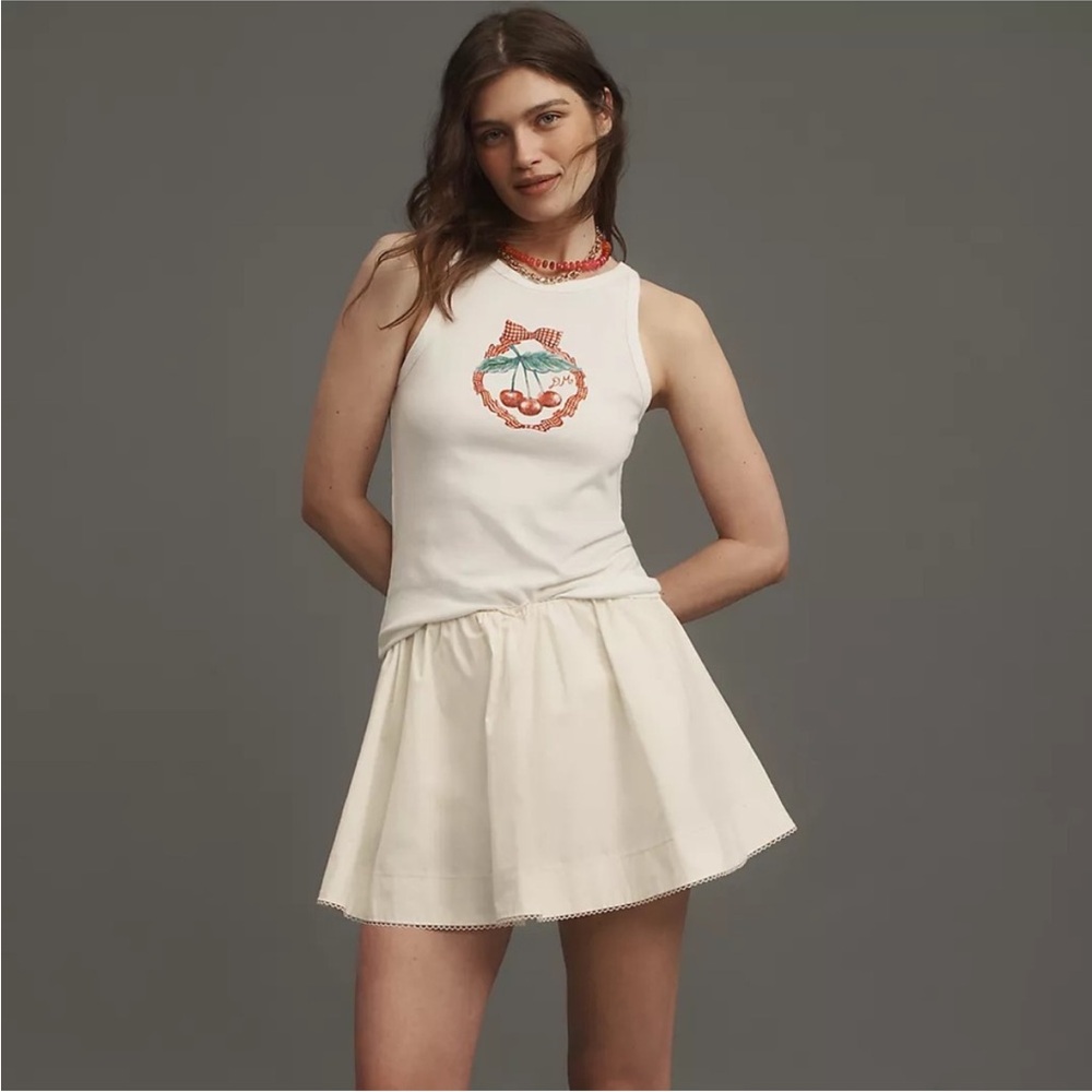 Anthropologie Cherry Pie Graphic Tank Top by Damson Madder